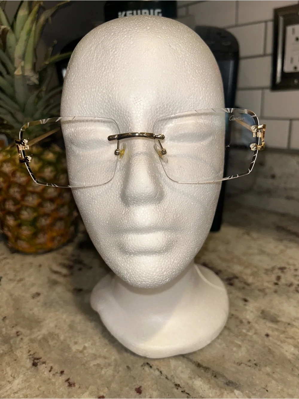 Rimless Gold and Clear Lens Women's Eyewear